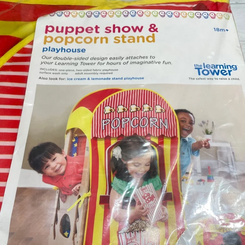 Puppet Show & Popcorn Stand Playhouse For Learning Tower 18M+ By Little Partners